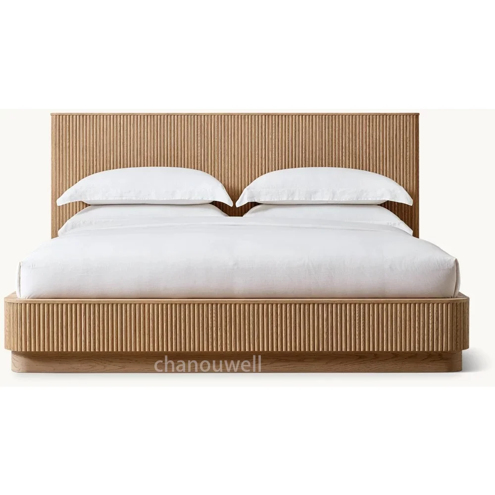 Modern Style Top Quality Bedroom Furniture Strong And Durable Solid Oak Wood Full Size Bed For Household Bedroom Sleeping