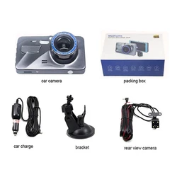 Товар EGO amazon Лидер продаж Автомобильный видеорегистратор с 4 IPS Full HD 1080P камерой в черном корпусе двумя объективами 4-дюймовый