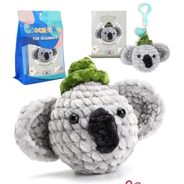 new products 2024 Hot Selling Knitting & Sewing Cute Animal Diy Key-chain Beginners Crochet Kit Hooks Yarn Set