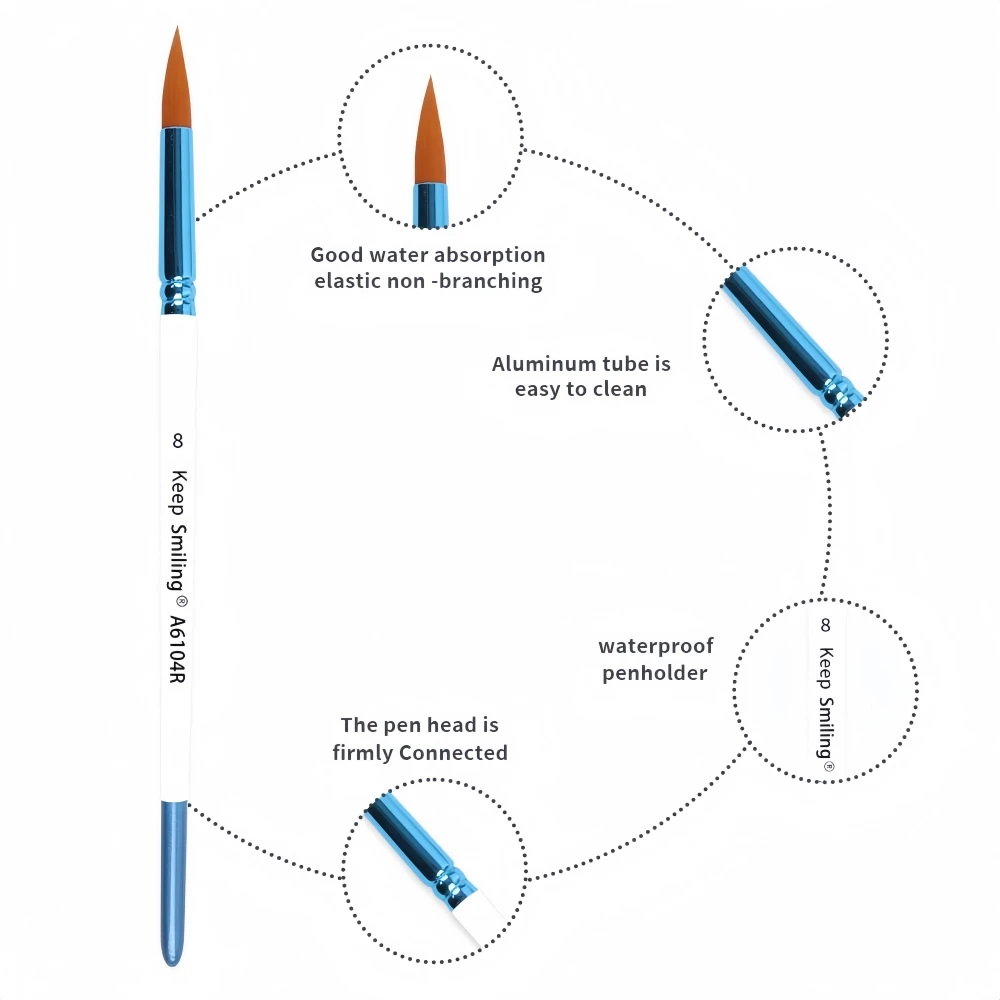 Keep Smiling 4pcs Nylon Hair Wood Handle Watercolor Acrylic Artist Face Paint Artist Brush for Painting