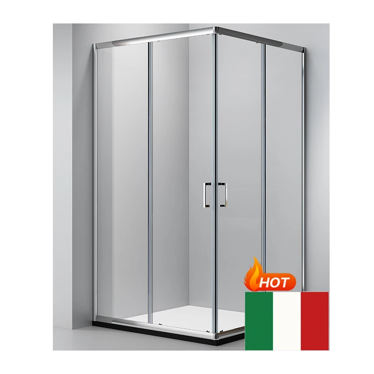 KDS Bathroom Aluminum Frame Sliding Shower Door Clear 4 Side Tempered Glass Sliding Shower Enclosure