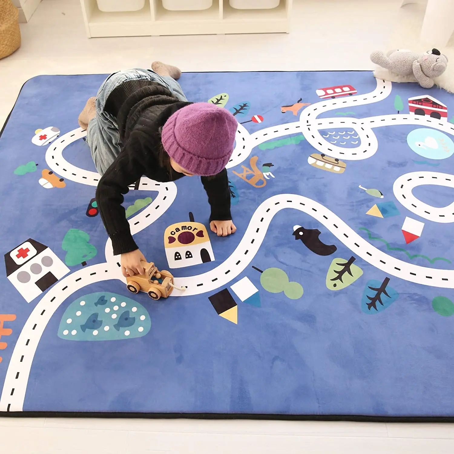 Baby And Infant Crawl Traffic  Puzzle Anti Skid Kids Road Traffic Play Rug Children Educational Play Floor Mat And Rugs