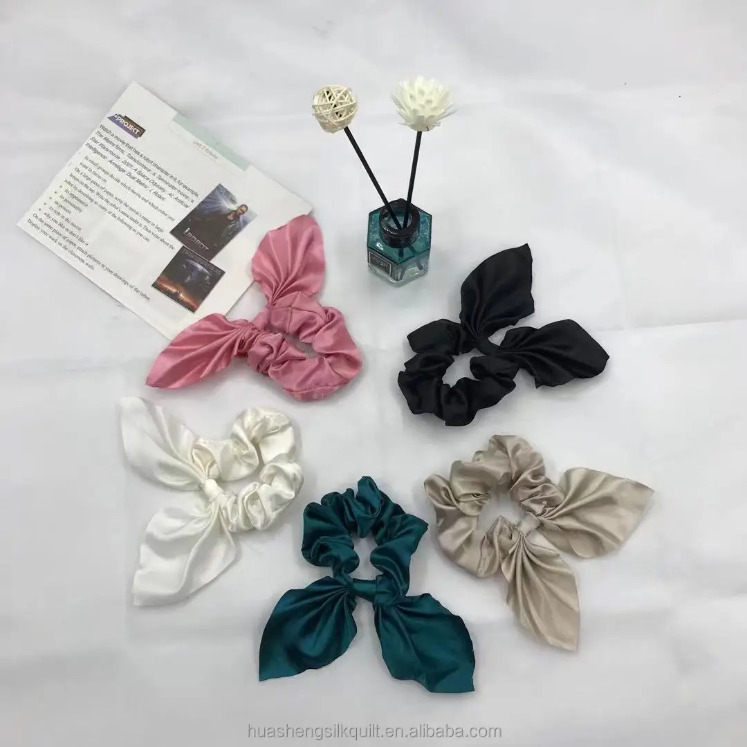 100% Pure Natural Real Hair Ties Women Silk Scrunchies for Ponytail Holder