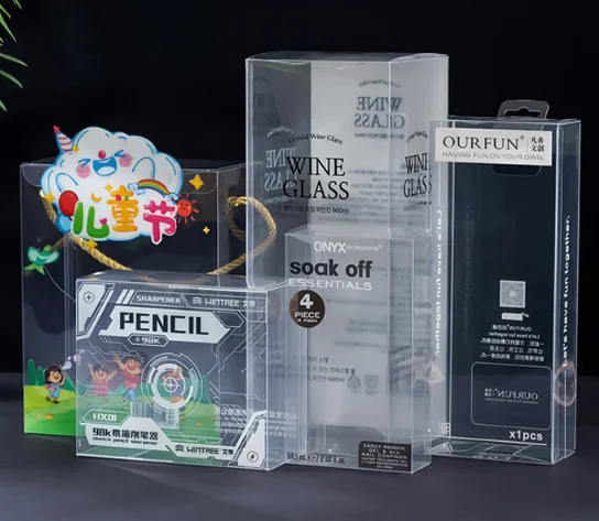 Customized Design Recycled Plastic Transparent Clear Foldable Disposable Cheaper Flat Package Vinyl Box for Cosmetics and Gifts