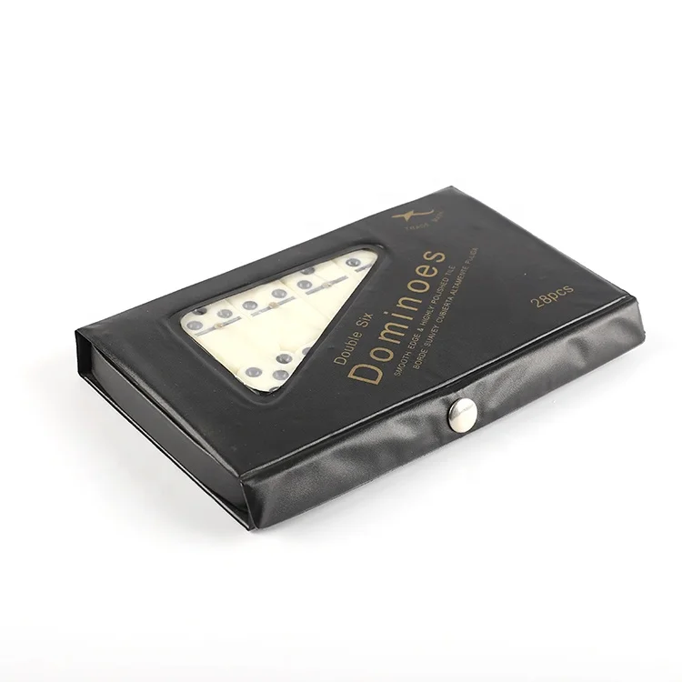 Gambling Game Double 6 9 12 15 Black Dot Domino With Pvc Box