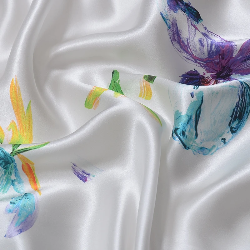 HYSK on sale korean dubai charmeuse textile Custom High Quality Pure Natural Mulberry luxury Satin printing 100 Silk Fabric