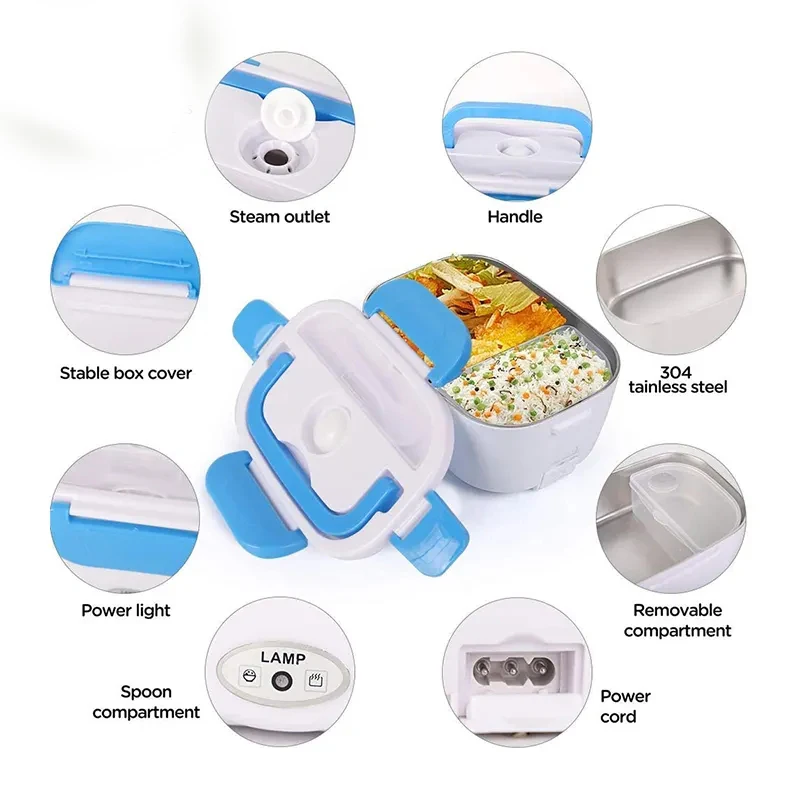110V/220V Home self heating Insulation lunch box portable Food Container Leakproof mini electric lunch box for Children