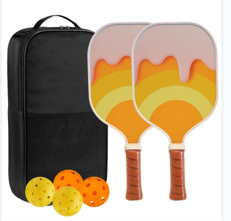 Wholesale Custom Logo Quality Outdoor Indoor Portable Bag 4 Pickleball 2 Racket Fiberglass Pickle Ball Pickleball Paddle Set