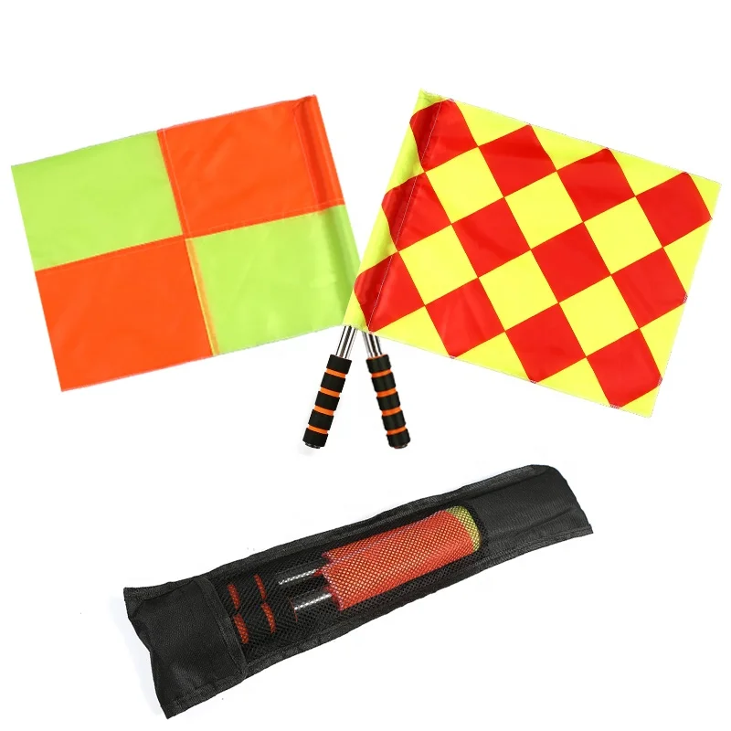 New Soccer Referee Flag With Bag The  Soccer Referee Patrol Flag Sports Match Football Linesman Flags Referee Equipment