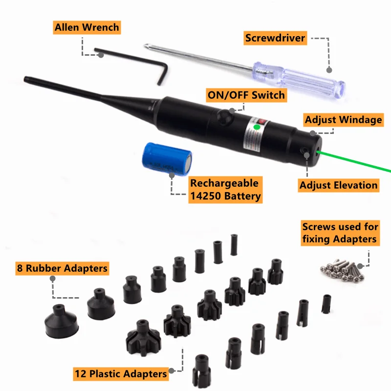 Зеленый лазер с визированием комплект с перезаряжаемой батареей подходит. 177 до. 78 12GA Калибр лазерный прицел универсальный лазерный прицел
