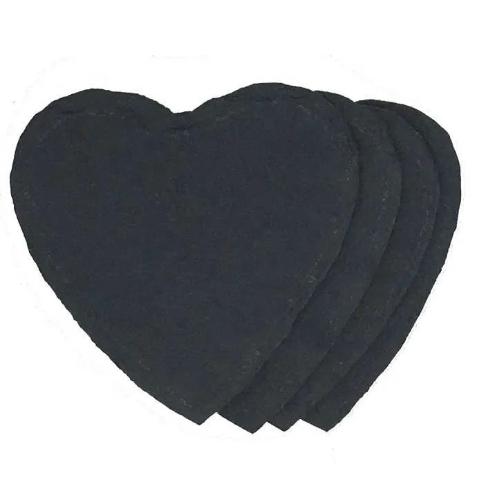 Heart Slate Black 4' Slate Stone Coasters For Laser Engraving