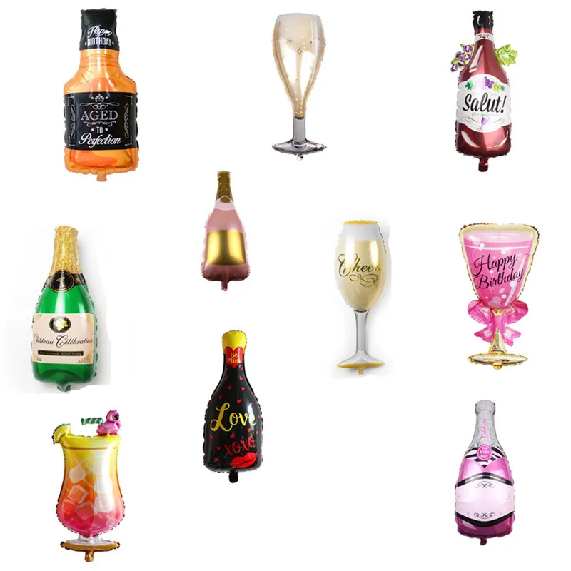 Lagrge wine Whiskey Bottle foil Balloon 30 years old Happy Birthday Party Decor Aged To Perfection holiday Theme supplies