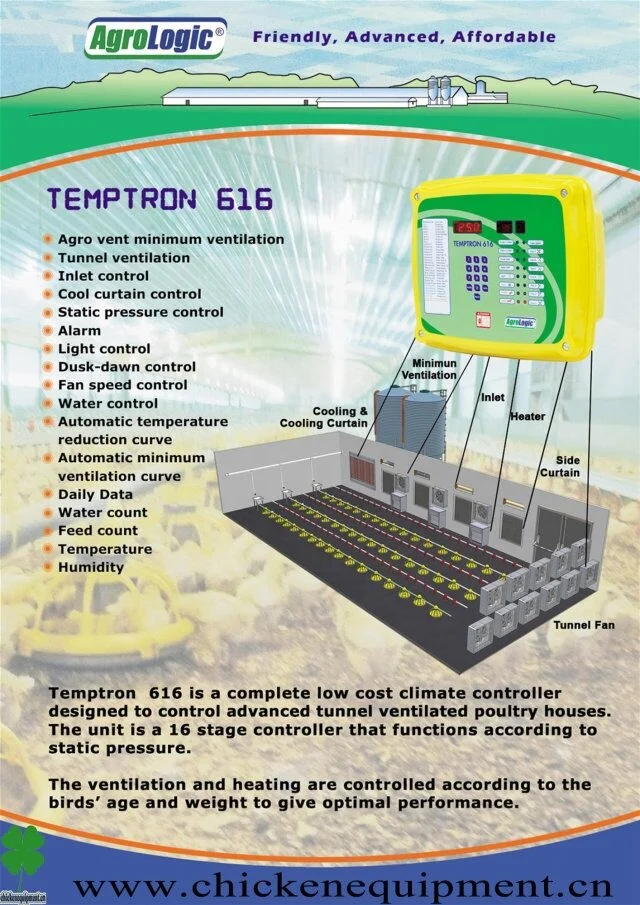 Climate controller Agrologic Temptron 616 used for broilers/Breeders/Layers controller for poultry farm