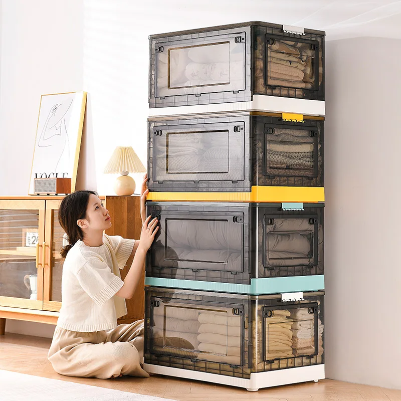 Five Doors Open Toys Organizer Stackable Collapsible Detachable With Lid Plastic Foldable Storage Box