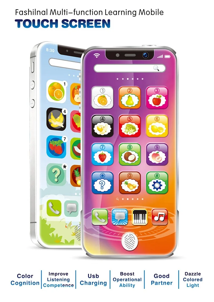 
Amazon Hot Sale Music And Lighting Touch Screen Learning Toys Charging Russian Early Education Machine 