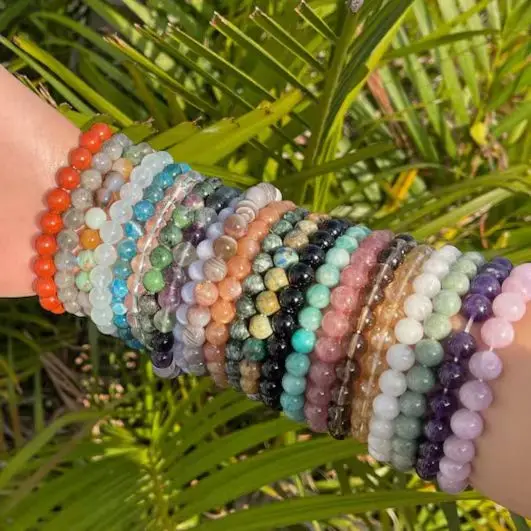 Wholesale Customized 100Kind 4/6/8mm Reiki Energy Healing Crystal Precious Gemstone Natural Genuine Stone Bracelet for Men Women