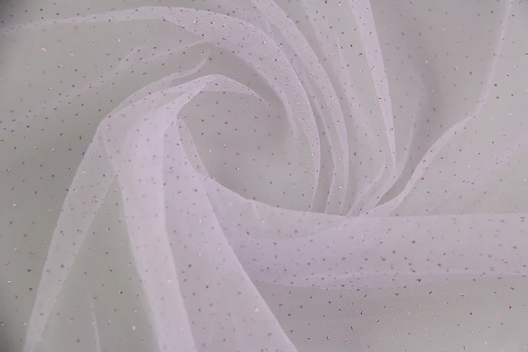 Hot Sale 100%Nylon Bright Gold Sparkle Print Glued Glitter Powder Tulle Mesh Lace Fabric for Dancing Wedding Dress