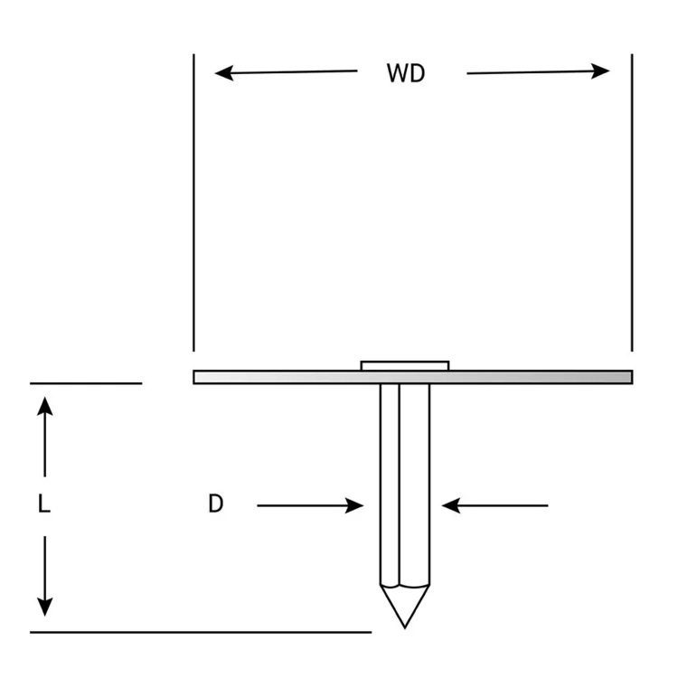 MPS Glass wool Duct liner pin is a insulation fastener cup head weld pins