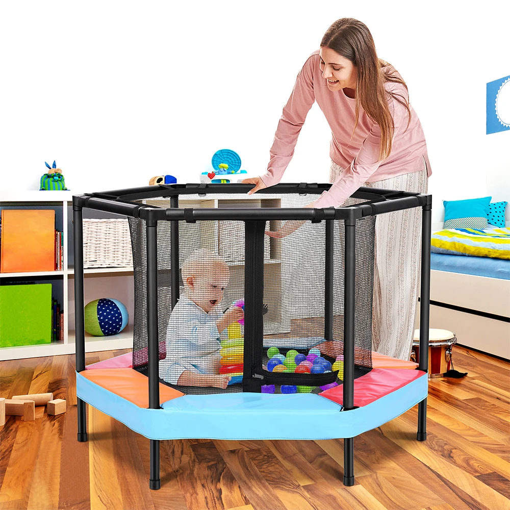 Onetwofit Factory Directly Indoor Round Jumping Bed Trampoline Kids Children Outdoor Trempoline With Safety Fence