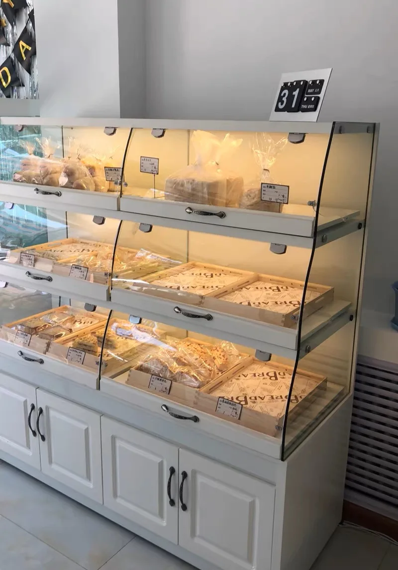 Customized Bread Cabinet Cake Bread Stand Bread Store Bakery Rack Bakery Display Cake Display Case