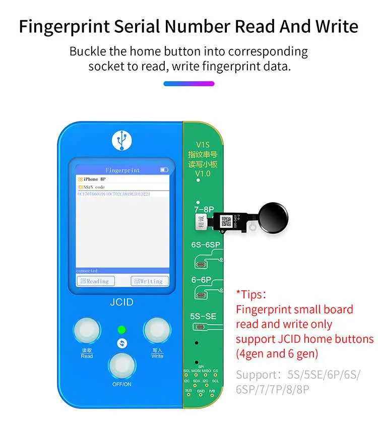 
2020 JC V1S True Tone Light Sensor Fix Programmer Battery Fingerprint Read write Machine for iphone 7 8 Plus X XS Max 11 Pro Max 