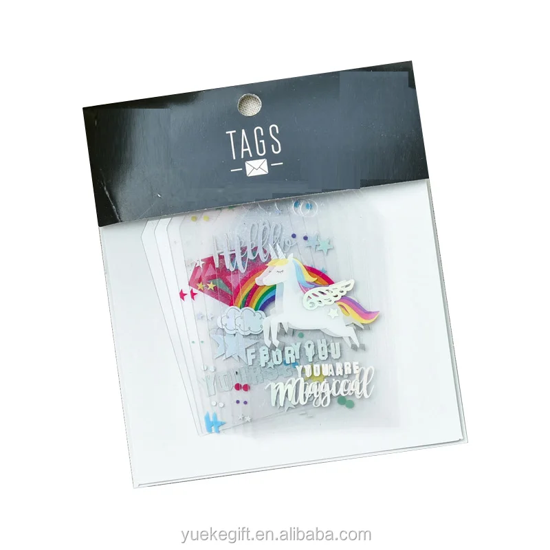 
DIY Unicorn and Rainbow Plastic Hang Tag for Scrapbooking Decoration Die Cut Acetate Hang Tag 