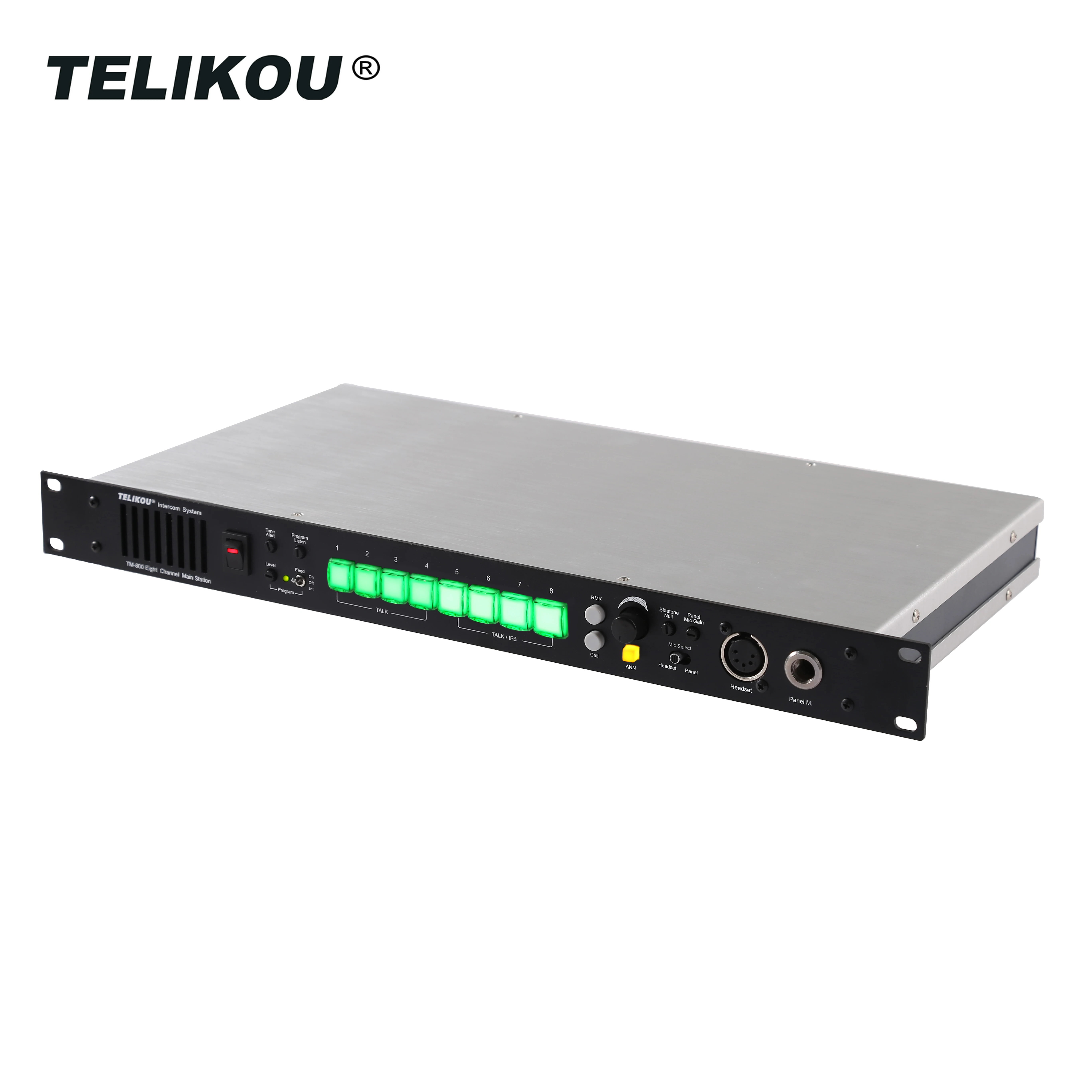TELIKOU TM-800 Full-Duplex 8 Channel wired intercom system for professional stage wedding long range work with MS-702