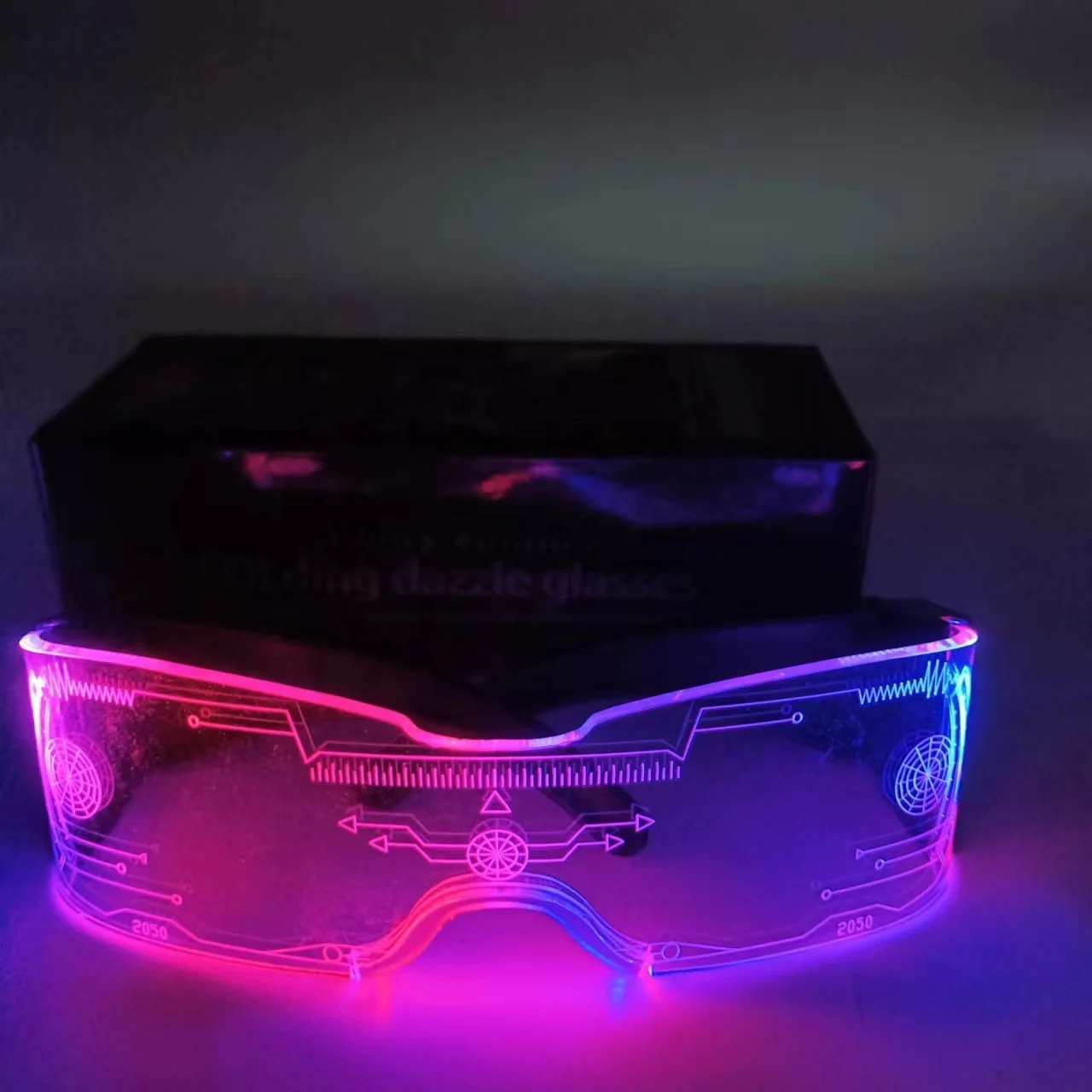 Led Folding Customized Logo LED Brille Dazzle Cyberpunk Glasses New Package Led Party Rave Light Up Glasses