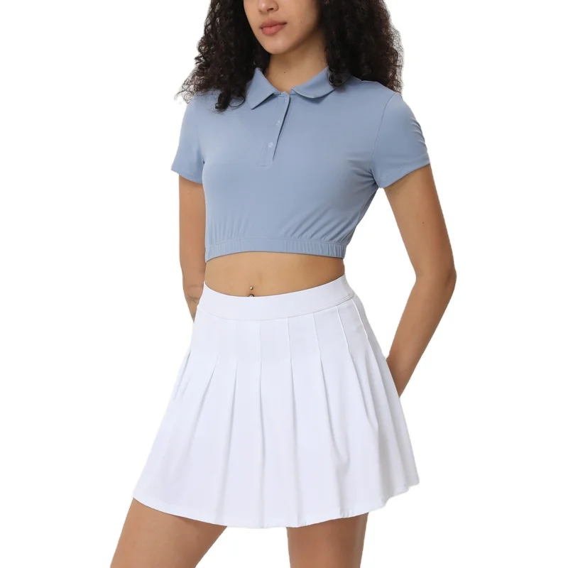 Women 2-in-1 Varsity Tennis Skirt Athletic Fashion Golf Badminton Solid Breathable Gym Yoga Tights Skirts wit pocket