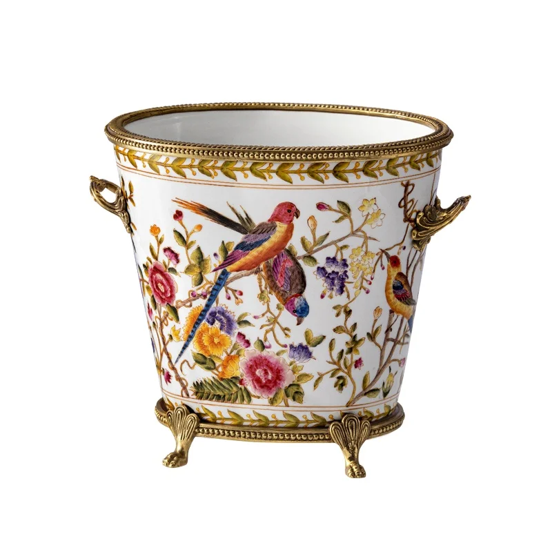 GUANGDONG creative Craft brass antique white porcelain and ceramic trophy ornaments decoration for Home office hotel Decor