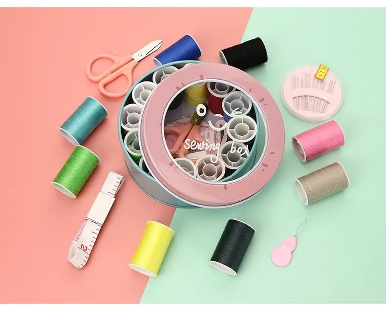 F1-392 Metal Box Mini Sewing Set Travel Home Storage Sewing kit Set Box
