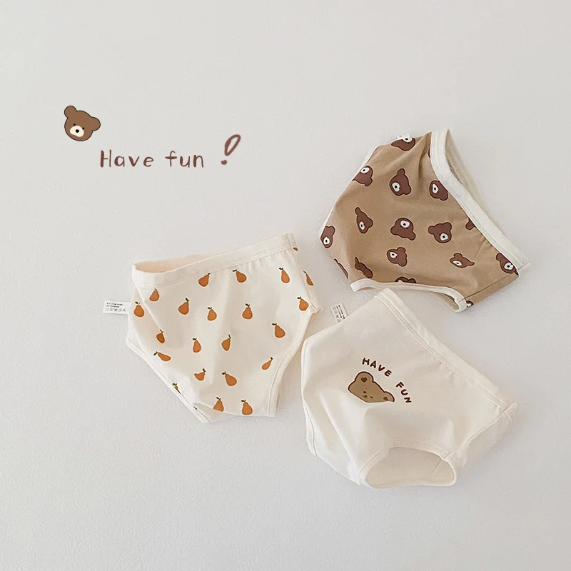 Wholesale Korean Boys Cotton Boxer Shorts and Briefs Kids Cute Bear Cartoon Underwear