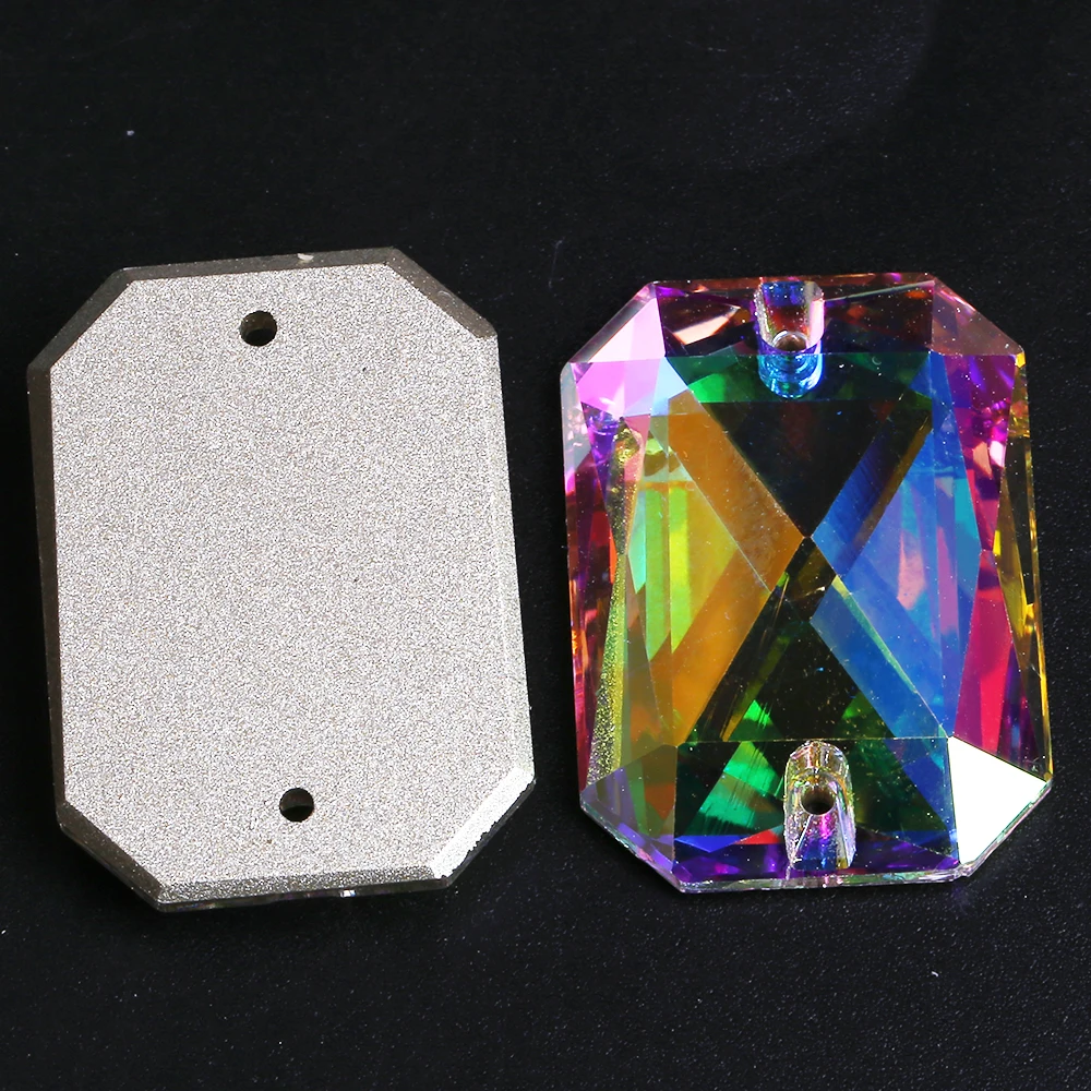 WHATSTONE 10*14mm 14*20mm Rectangle Octagon Shape K9 Flatback Glass Crystal AB Sew On Stone For Women Dance Dress Accessories