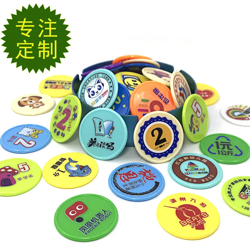 New Custom Eco-Friendly Plastic Game Token Coin Colorful Stamping Souvenir plastic game tokens