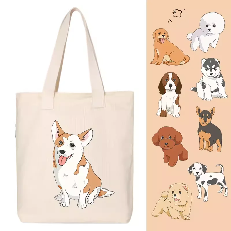 china factory cheap cotton cloth craft bags with printed dog