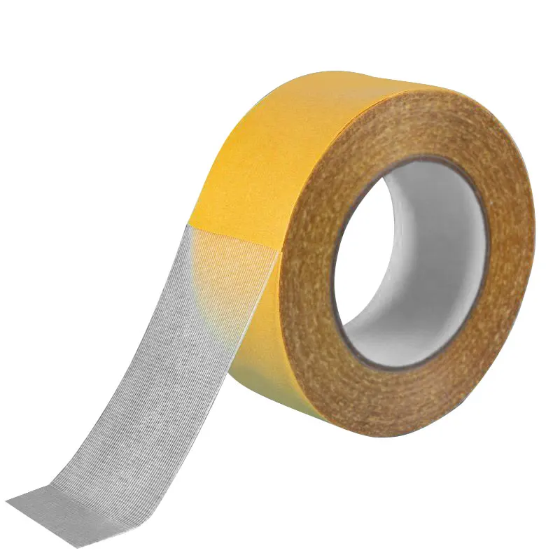 Strong Grid Yellow Cloth Tape Carpet Adhesive Fiber Cloth Double Sided Adhesive