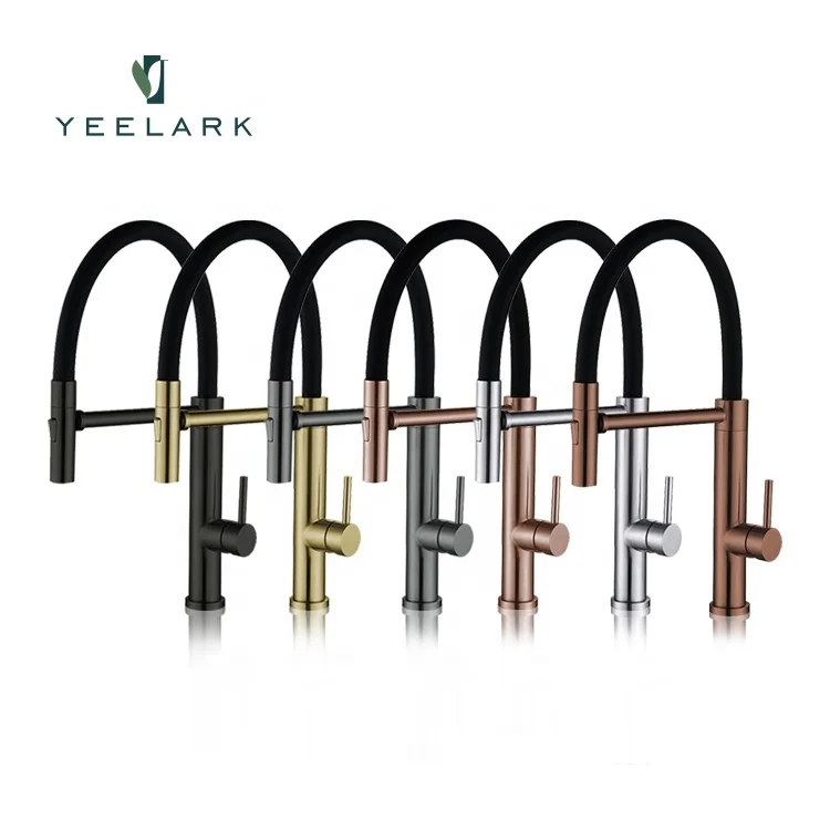 High Quality Brushed Nickel Single Lever 304 Stainless Steel Bronze Gold Kitchen Sink Faucets with Pull Down Sprayer