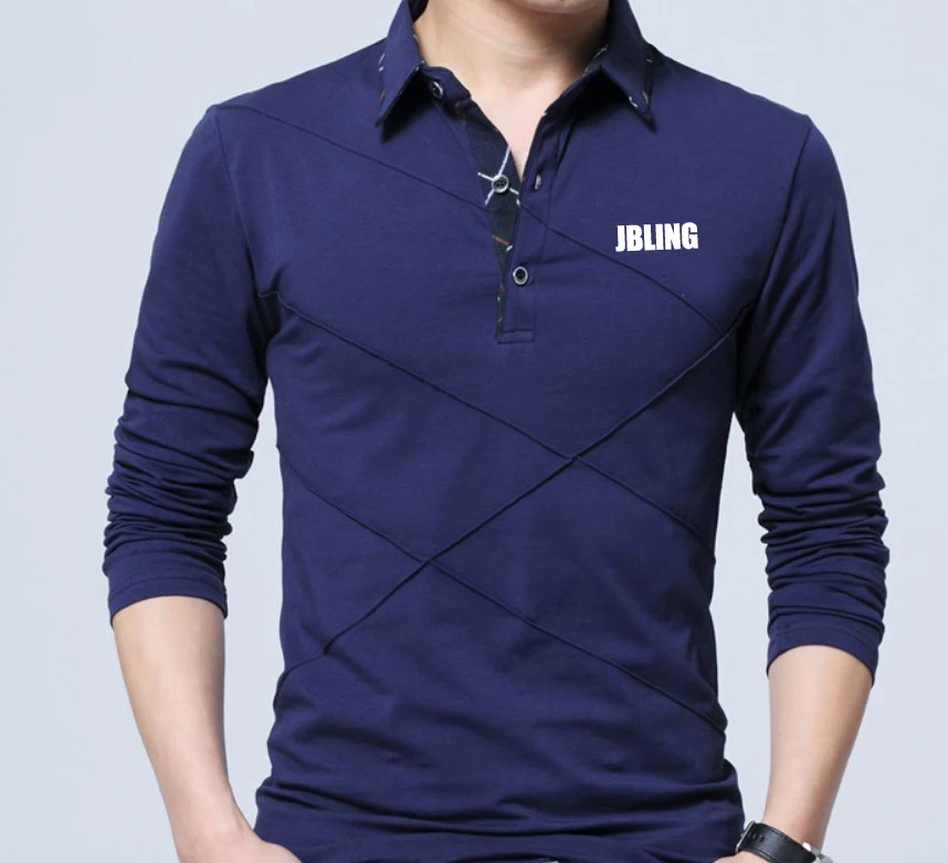 men brand bamboo fabric long sleeve polo t shirts