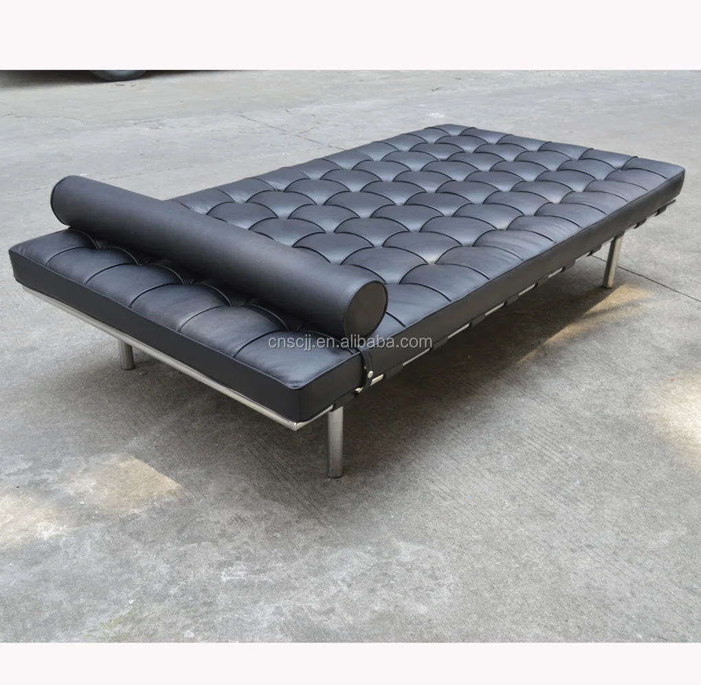 Factory wholesale midcentury fashionable unique living room portable stainless steel genuine leather daybed massage bed