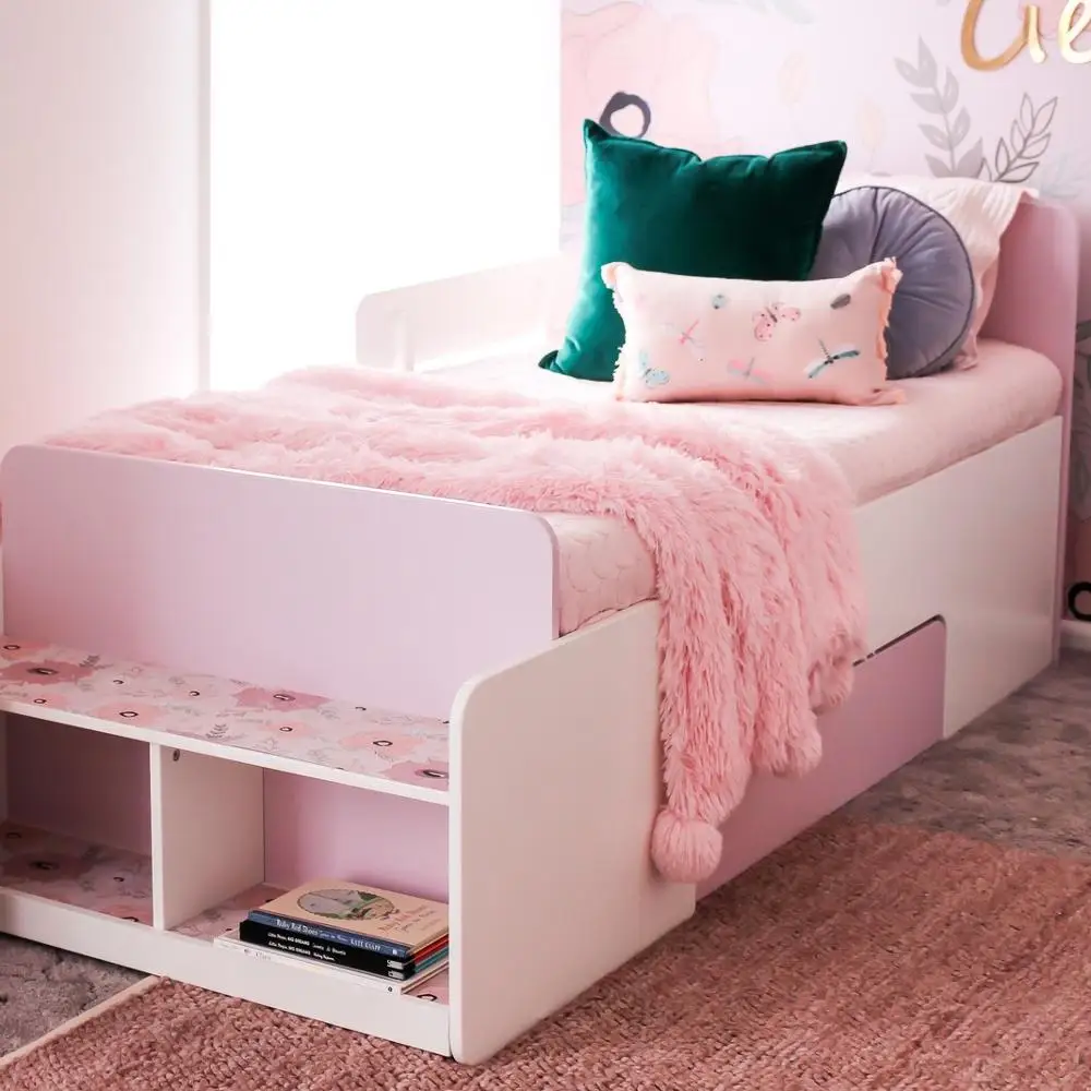 1/MOQ Cheap King Size Pink Single Bed Wood & Mdf Bed For Children