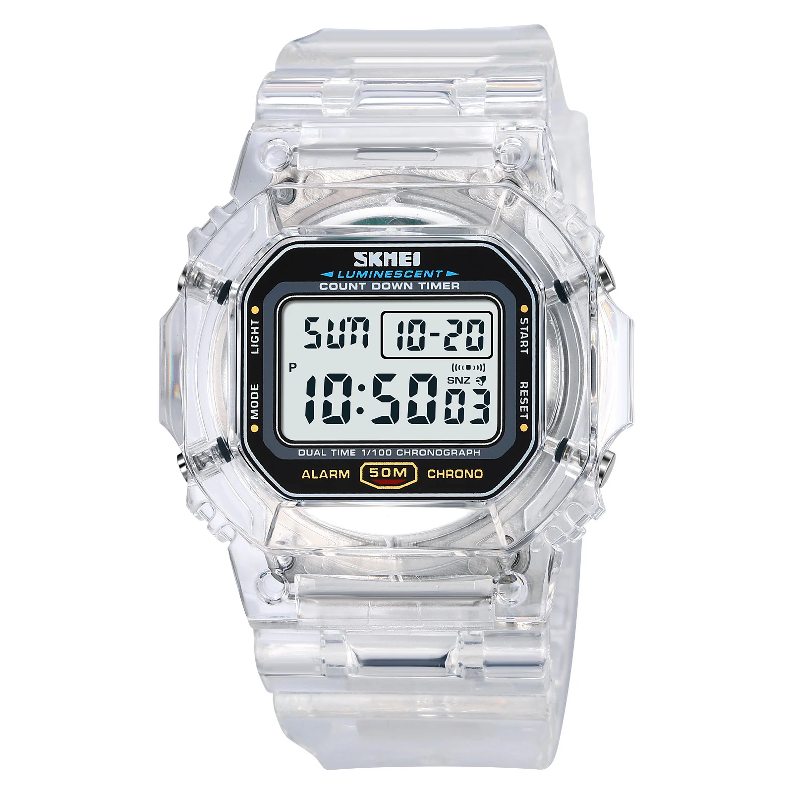 Skmei 1999 reloj LE легкие часы 50 м водонепроницаемые Прозрачные мобильные СВЕТОДИОДНЫЕ дисплей цифровые спортивные наручные для мужчин и женщин