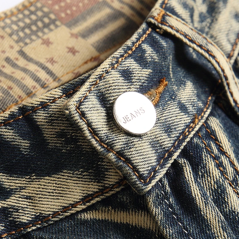 Factory Customize Logo Summer trendy hip-hop style hand-tied color splash paint dot grinding hole denim trouser