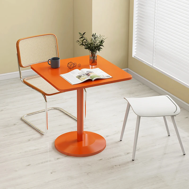 Hot Selling Custom Color Metal Milk Tea Shop Cafe Restaurant Square Small Table Commercial Table And Chair