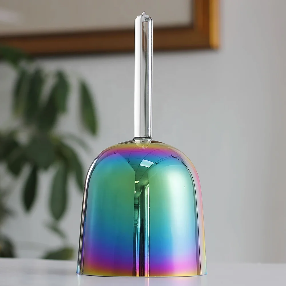 3' - 9' handle crystal singing bowl rainbow 7  colors gold platinum titanium plated 432 HZ 440 HZ C D E F G A B C Note