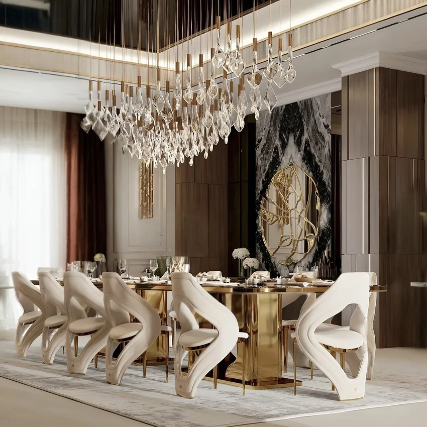 High end luxury dining room furniture marble top dining tables modern european style dining table set