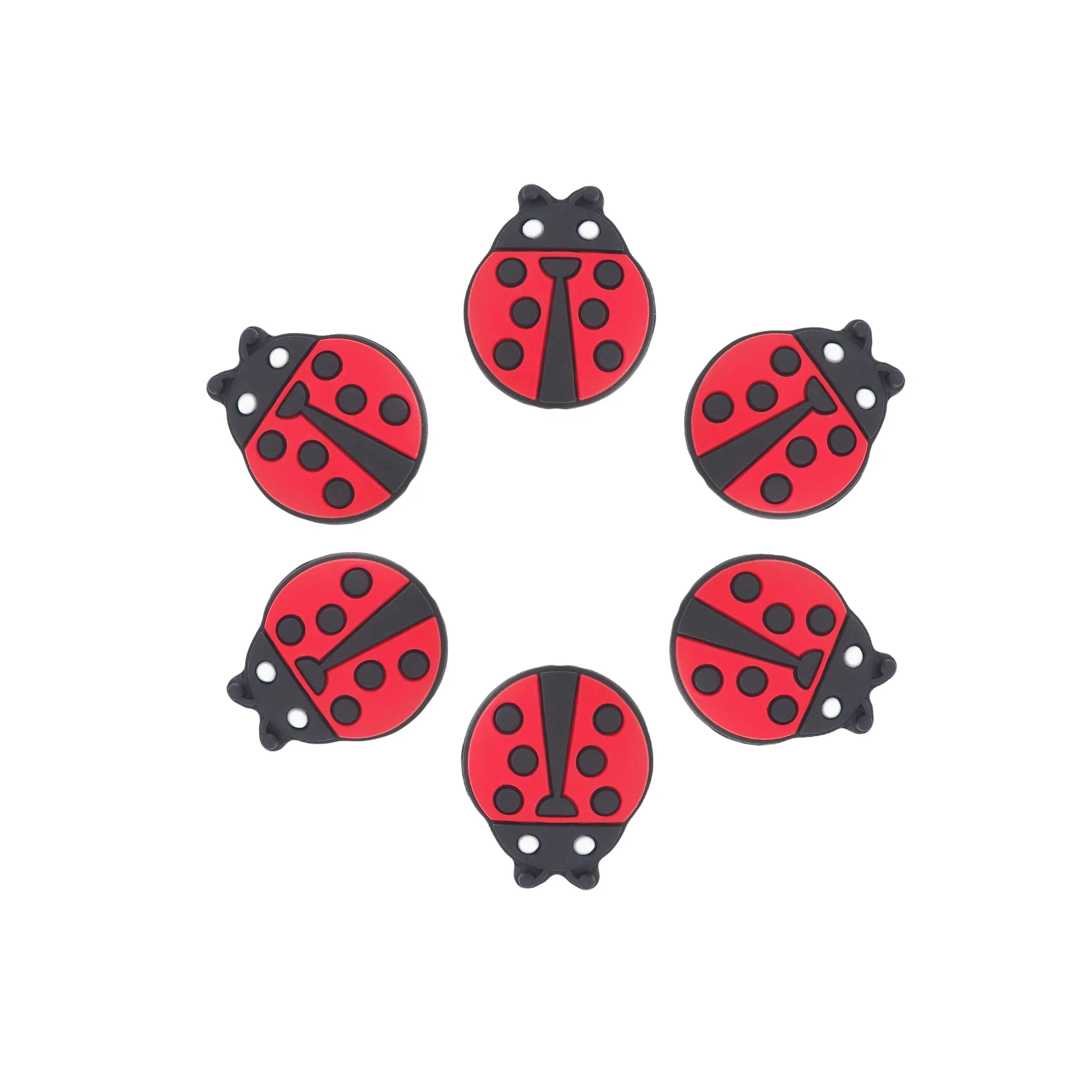 Hot Selling BPA Free DIY Pacifier Chain Bracelet Beadable Pen Accessories Ladybug Silicone Beads Wholesale