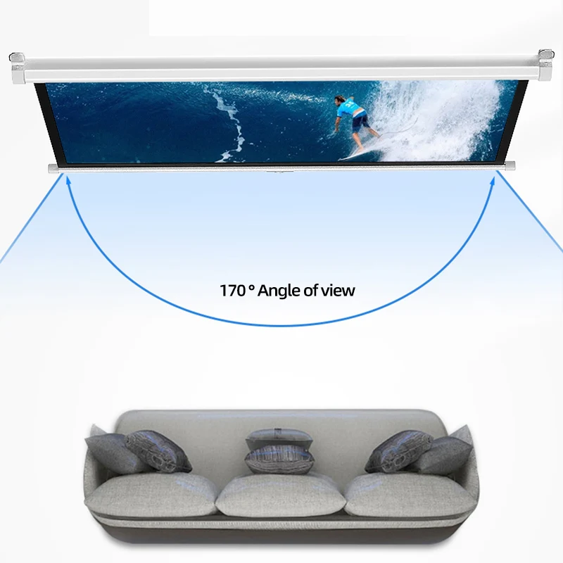 High gain screen fabric for projector indoor projector screen 120 inch 16:9 manual projector screen 8k material