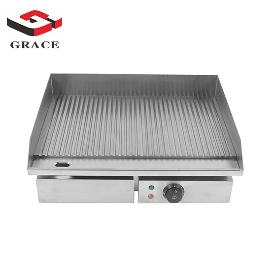 Commercial Stainless Steel Table Top Grooved Flat Plate Electric Griddle Grill for BBQ