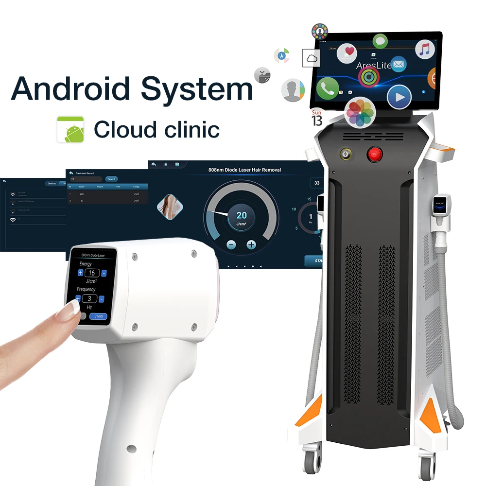 Europe Best Selling 2 Handle Non Crystal Laser Hair Removal 755 808 1064 Diode Laser Hair Removal Machine For All Skin Type