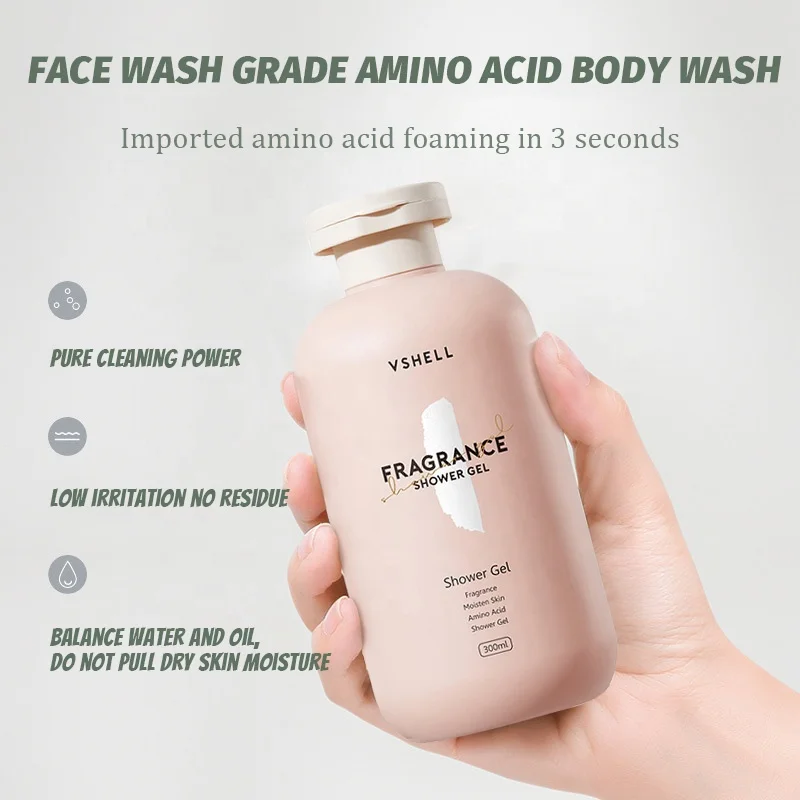 OEM Amino Acid Body Wash 300ml / 10.14 fl oz Soap-Free Mild Fragrance Shower Gel Hydrated Nourished Skincare Body Cleanser